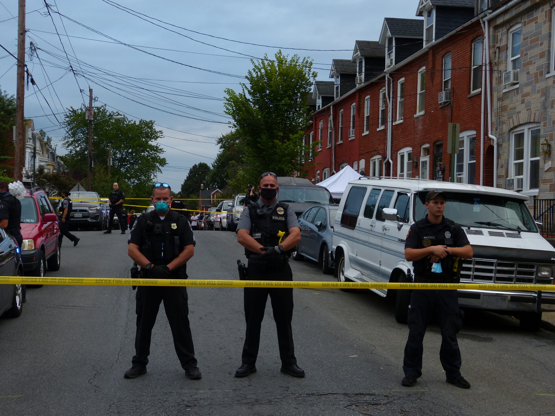 Police stand guard at the scene of an officer-involved shooting in the 300 block of Laurel Street on Sunday, Sept. 13, 2020. (Photo: Tim Stuhldreher) 
