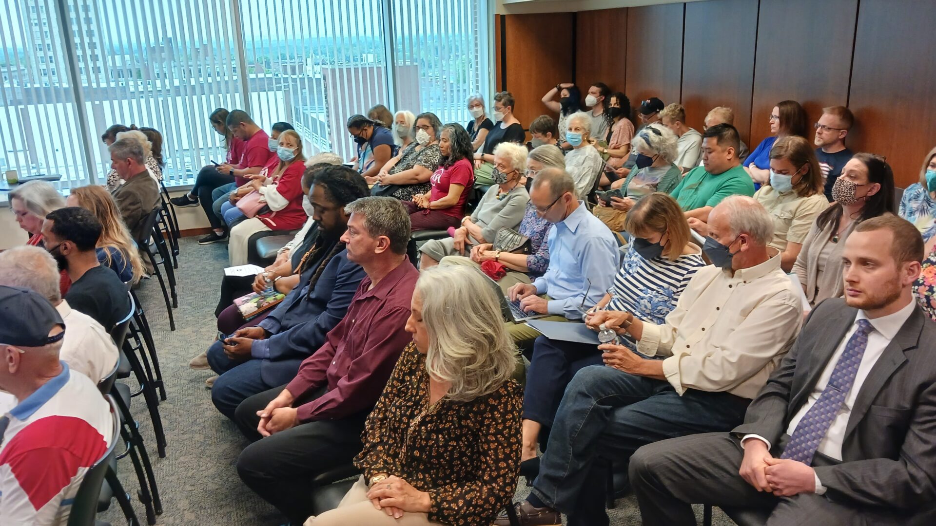 Members of the public fill the Lancaster County commissioners' conference room for a  Board of Elections meeting on Monday, May 16, 2022. (Photo: Tim Stuhldreher)
