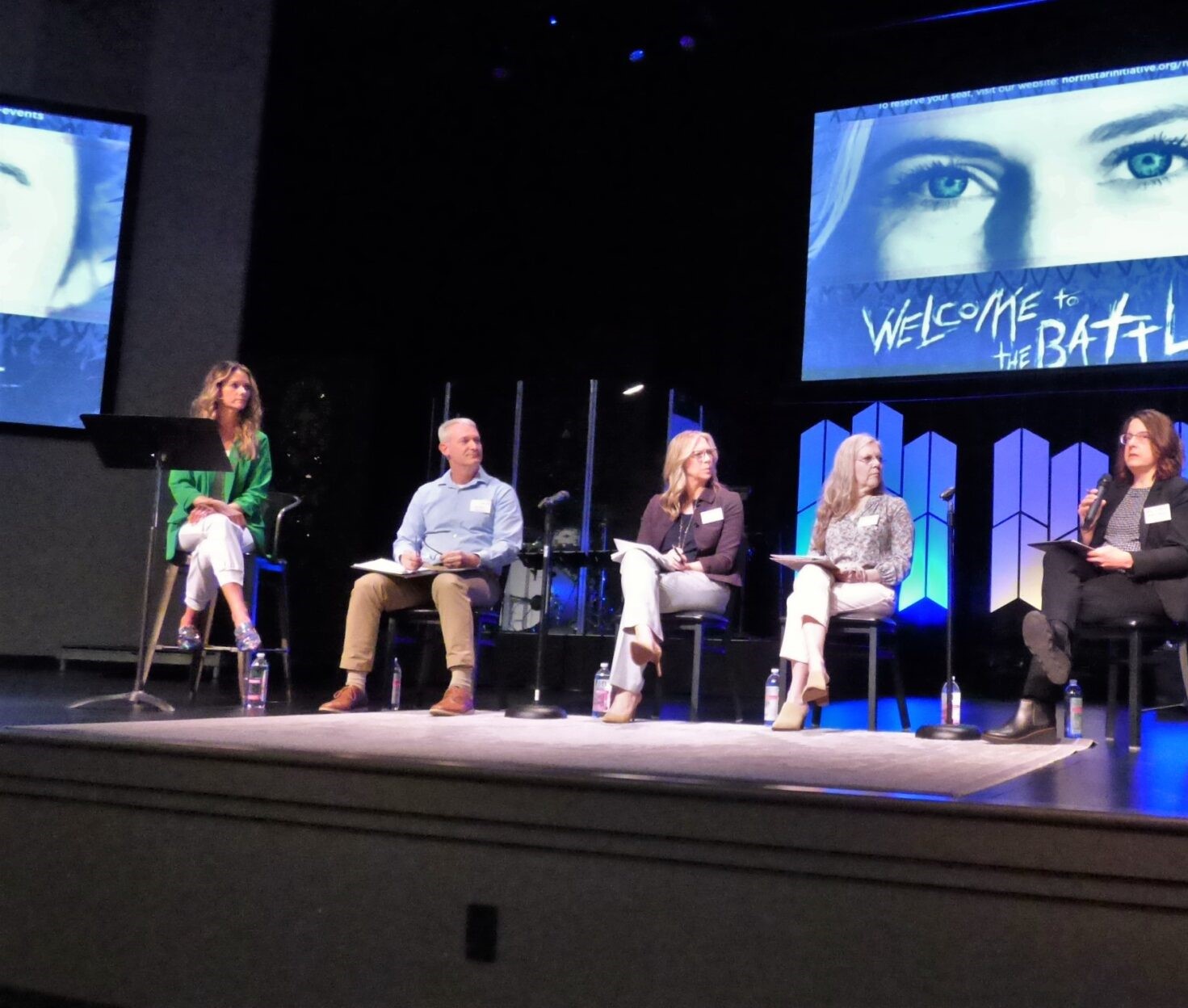 Panelists discuss human trafficking at "Welcome to the Battle" at Lancaster Evangelical Free Church, Lititz, on Friday, March 25, 2022. (Photo: Tim Stuhldreher) 